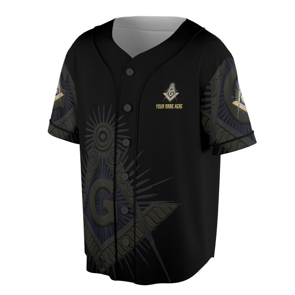 Personalized Freemasonry Master Mason Golden Jersey Baseball Jersey S-5XL
