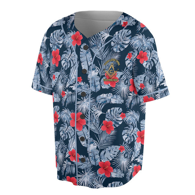 Personalized Masonic Freemasonry Ice Palm Leaf Pattern Baseball Jersey S-5XL