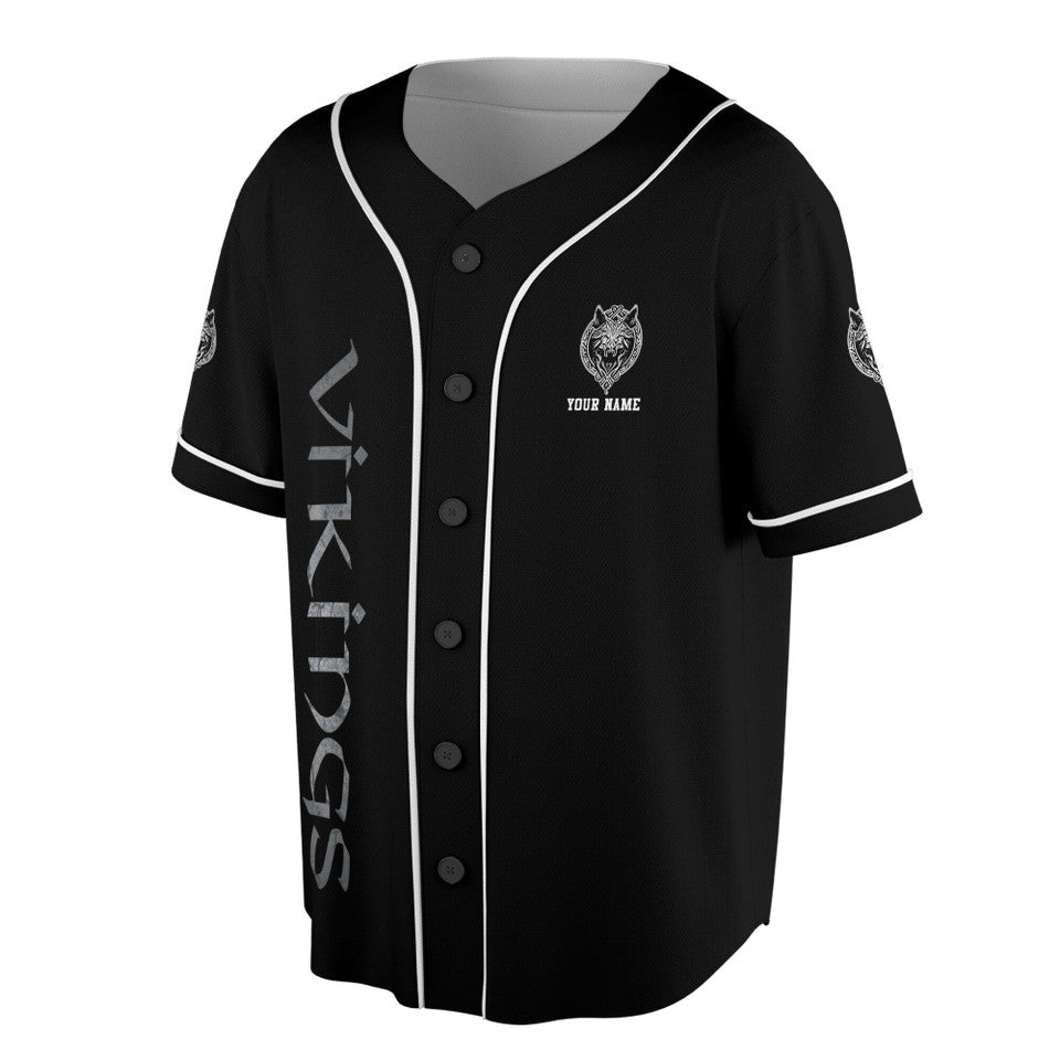 Custom Viking Wolf Moon Tattoo Tribal Baseball Jersey S-5XL