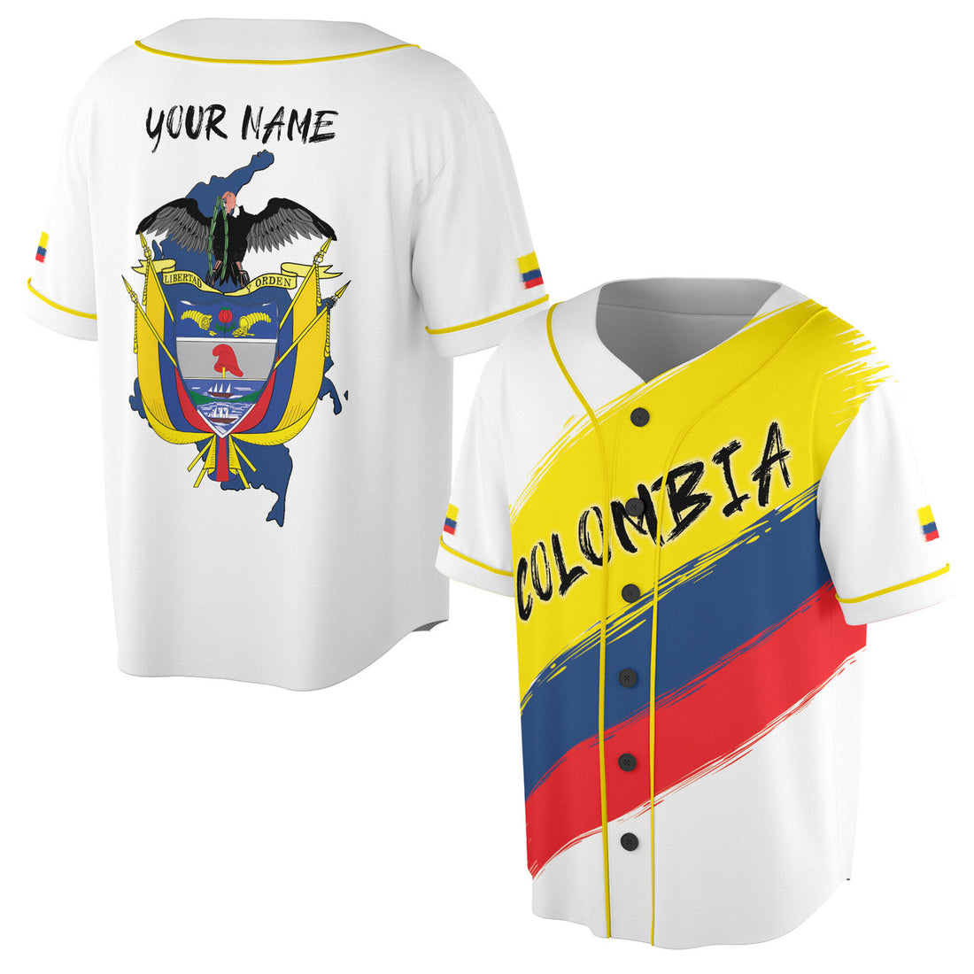 Customized Colombia Coat of Arms Baseball Jersey S-5XL