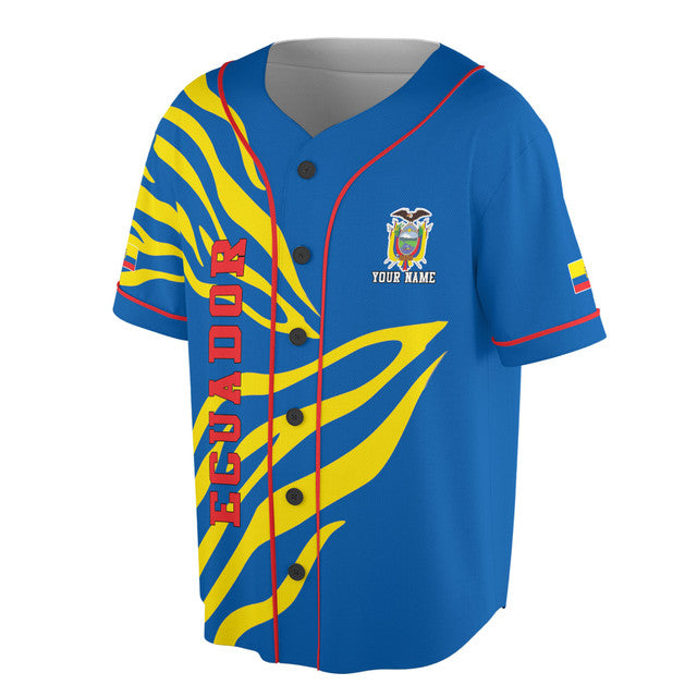 Custom Patriotic Ecuador Coat of Arms Baseball Jersey S-5XL