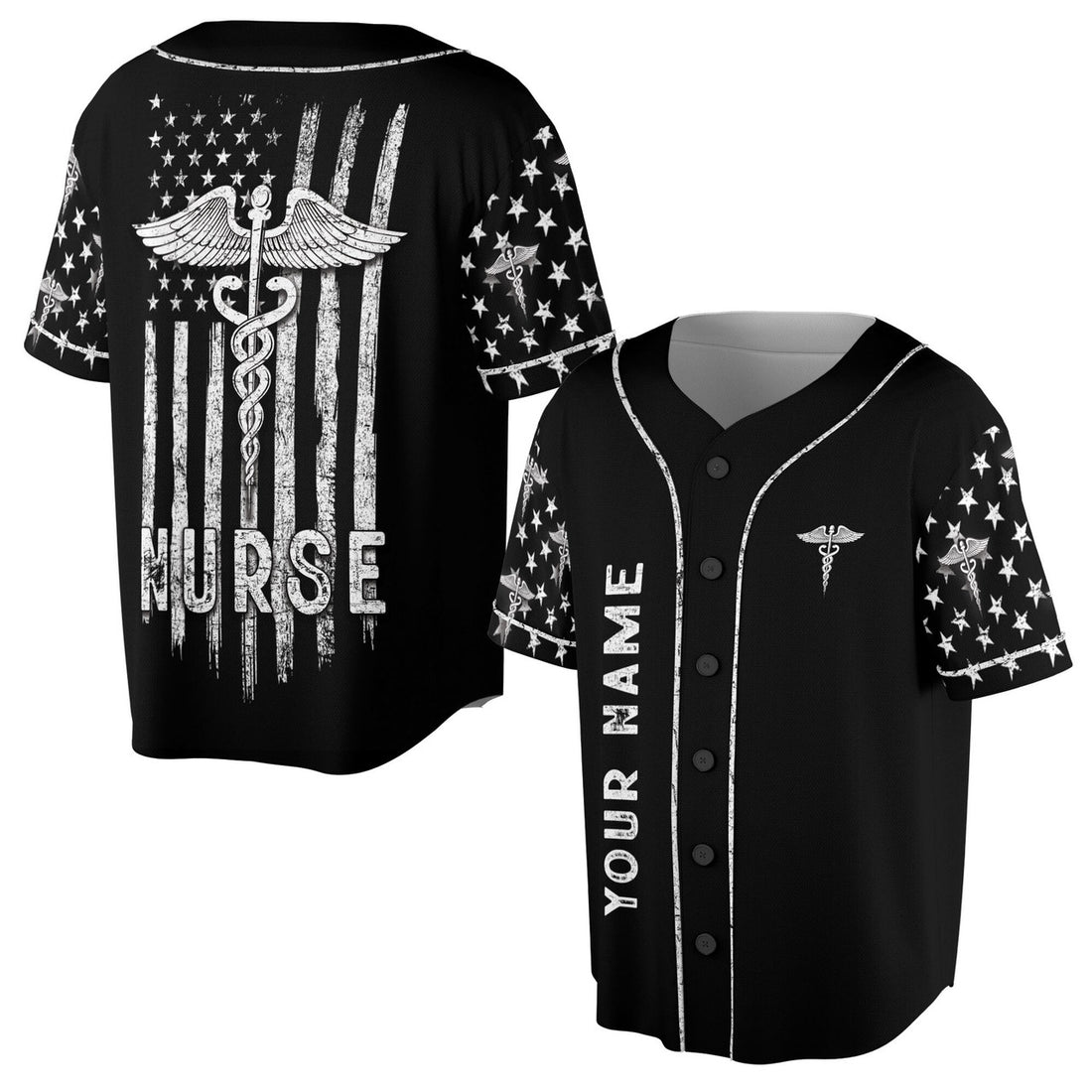 Custom American Nurse Flag Baseball Jersey S-5XL