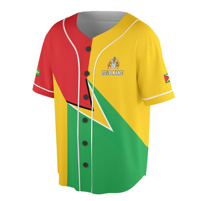 Custom Name Patriotic Guyana Flag Baseball Jersey S-5XL