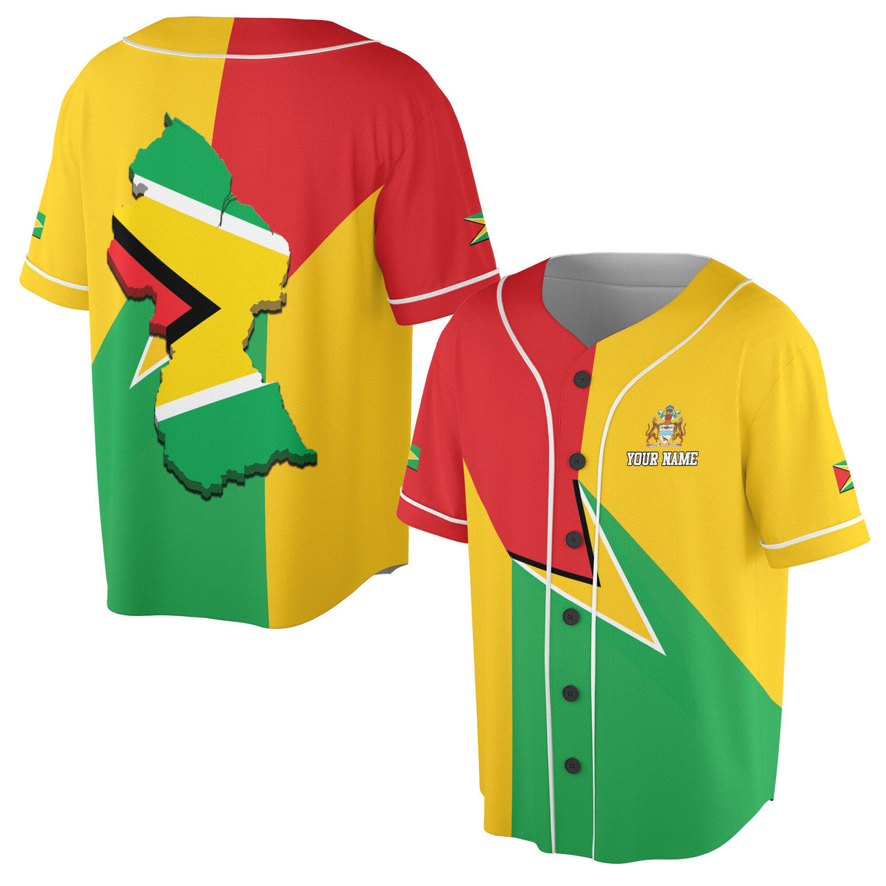 Custom Name Patriotic Guyana Flag Baseball Jersey S-5XL