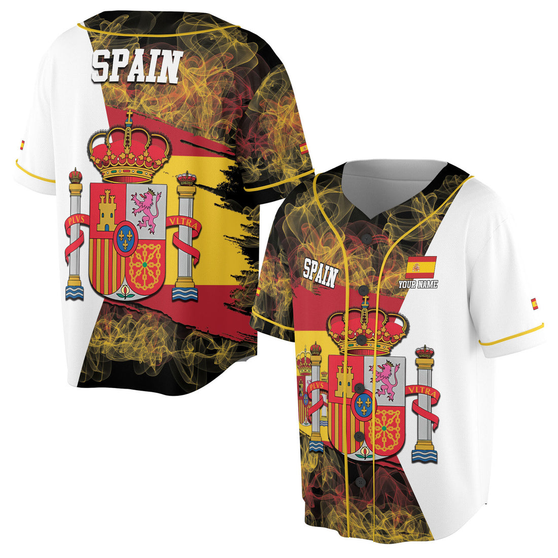 Custom Name Spain Coat of Arms Baseball Jersey S-5XL