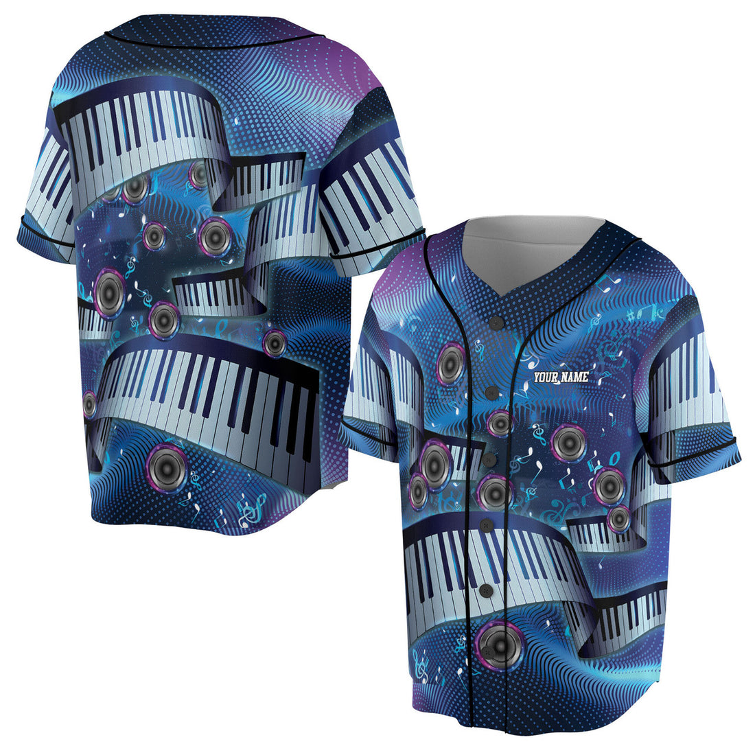 Custom Name Music Note Baseball Jersey for Musical Lovers Baseball Jersey S-5XL