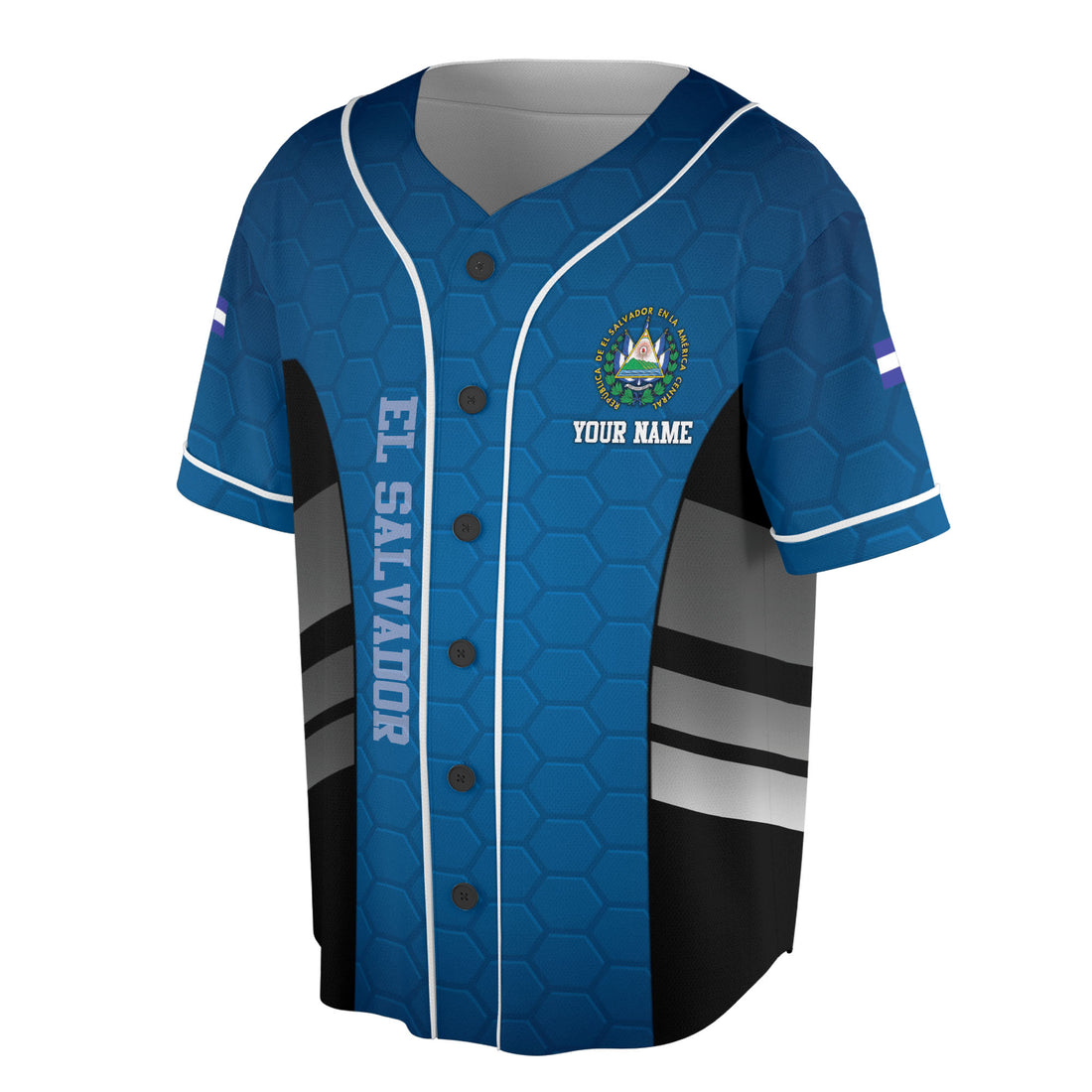 Custom Name Patriotic El Salvador Flag Baseball Jersey S-5XL