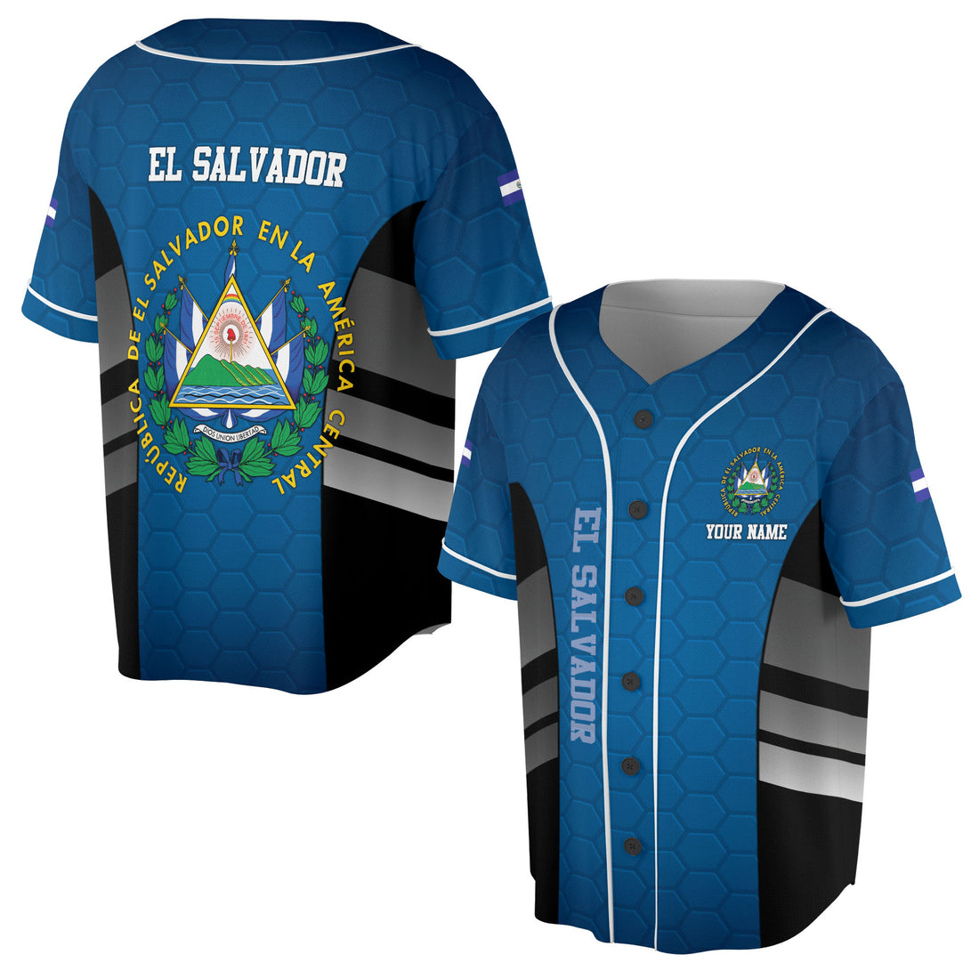 Custom Name Patriotic El Salvador Flag Baseball Jersey S-5XL