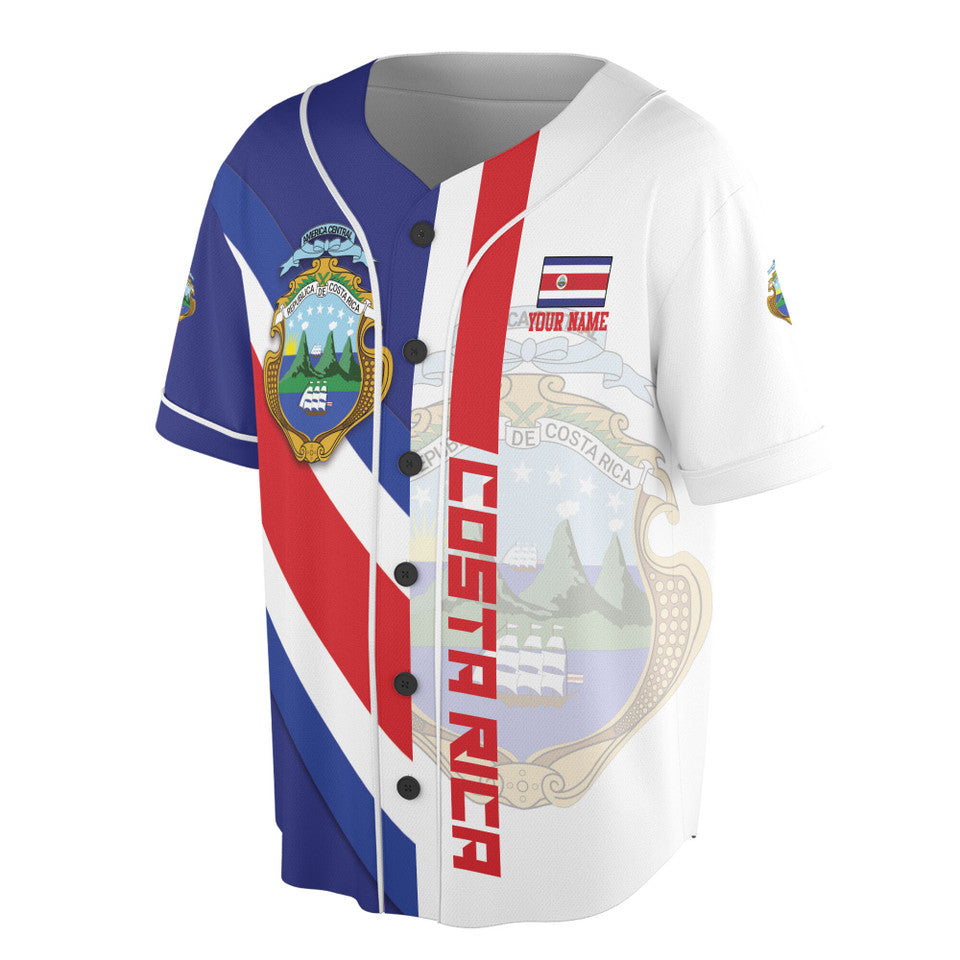 Custom Patriotic Costa Rica Coat of Arms Baseball Jersey S-5XL