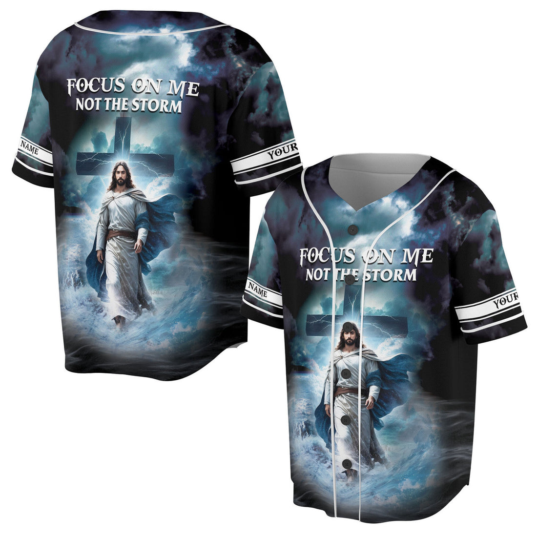 Custom Focus On Me Not The Storm Jesus Baseball Jersey S-5XL