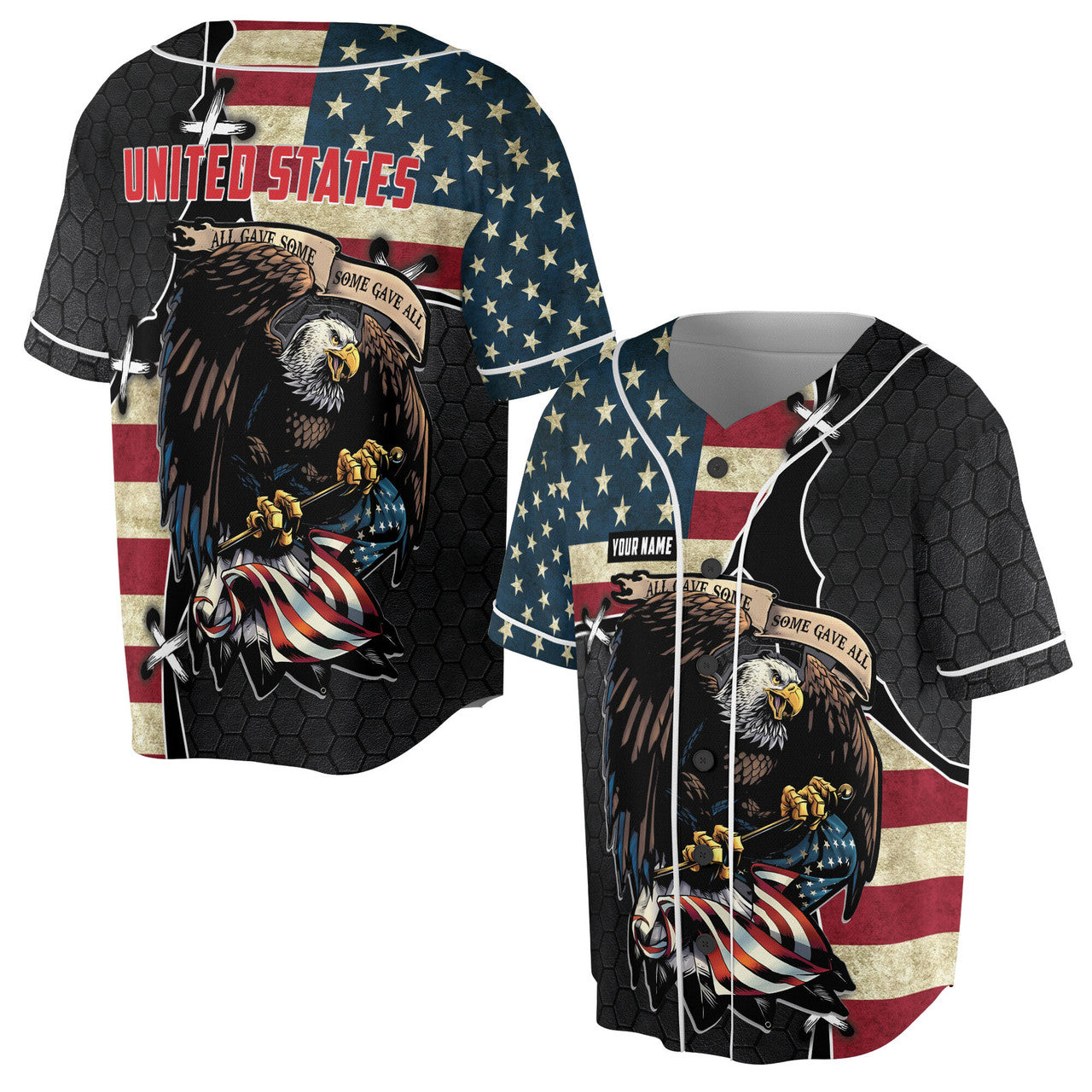 Custom Name Vintage America Eagle Baseball Jersey S-5XL