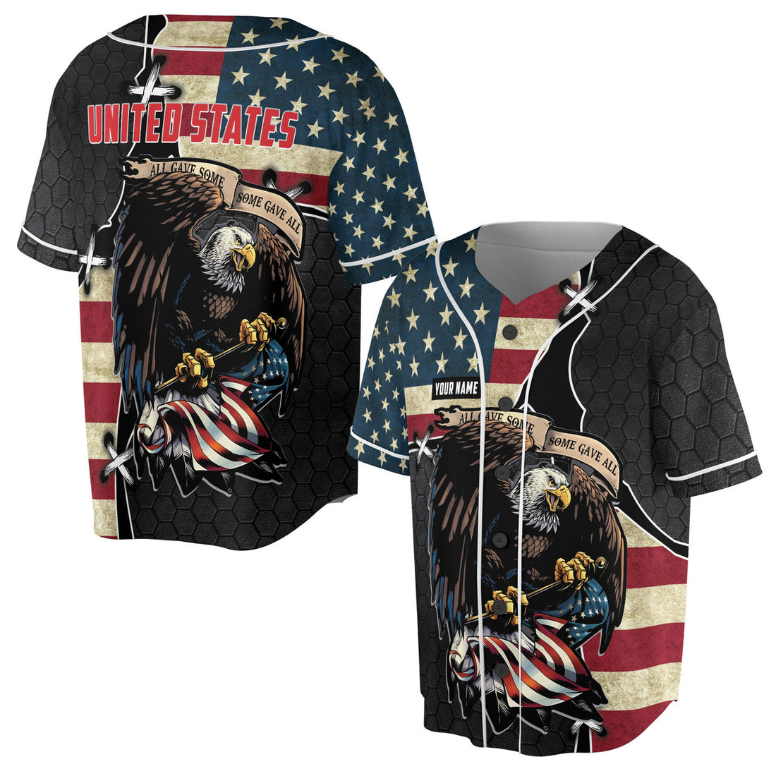 Custom Name Vintage America Eagle Baseball Jersey S-5XL