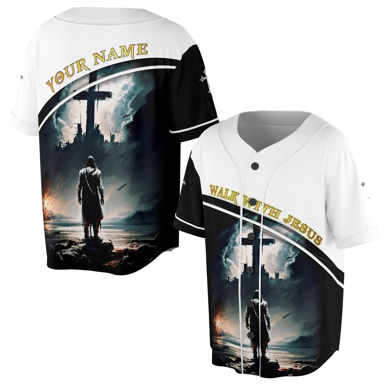 Custom Name Walk With Jesus Baseball Jersey S-5XL