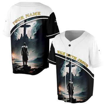 Custom Name Walk With Jesus Baseball Jersey S-5XL