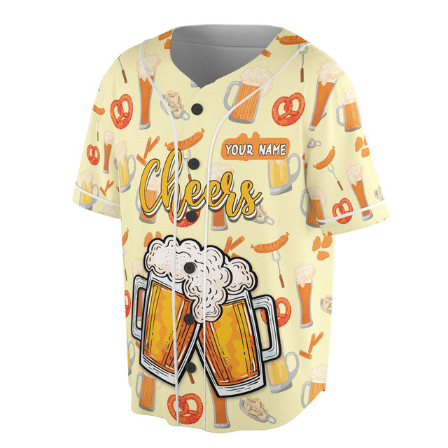Custom Name Let's Cheer With Beer Baseball Jersey S-5XL