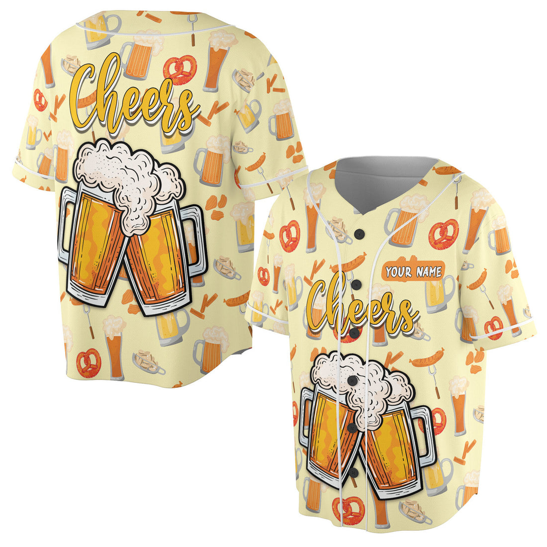 Custom Name Let's Cheer With Beer Baseball Jersey S-5XL