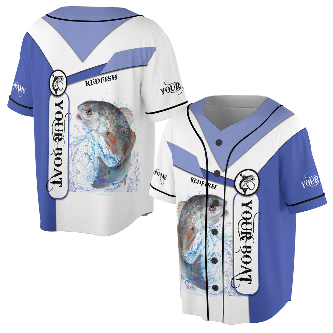 Customized Redfish Fishing Lover Fisherman Baseball Jersey S-5XL