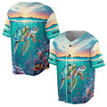 Custom Name Unisex Sea Turtle Baseball Jersey S-5XL