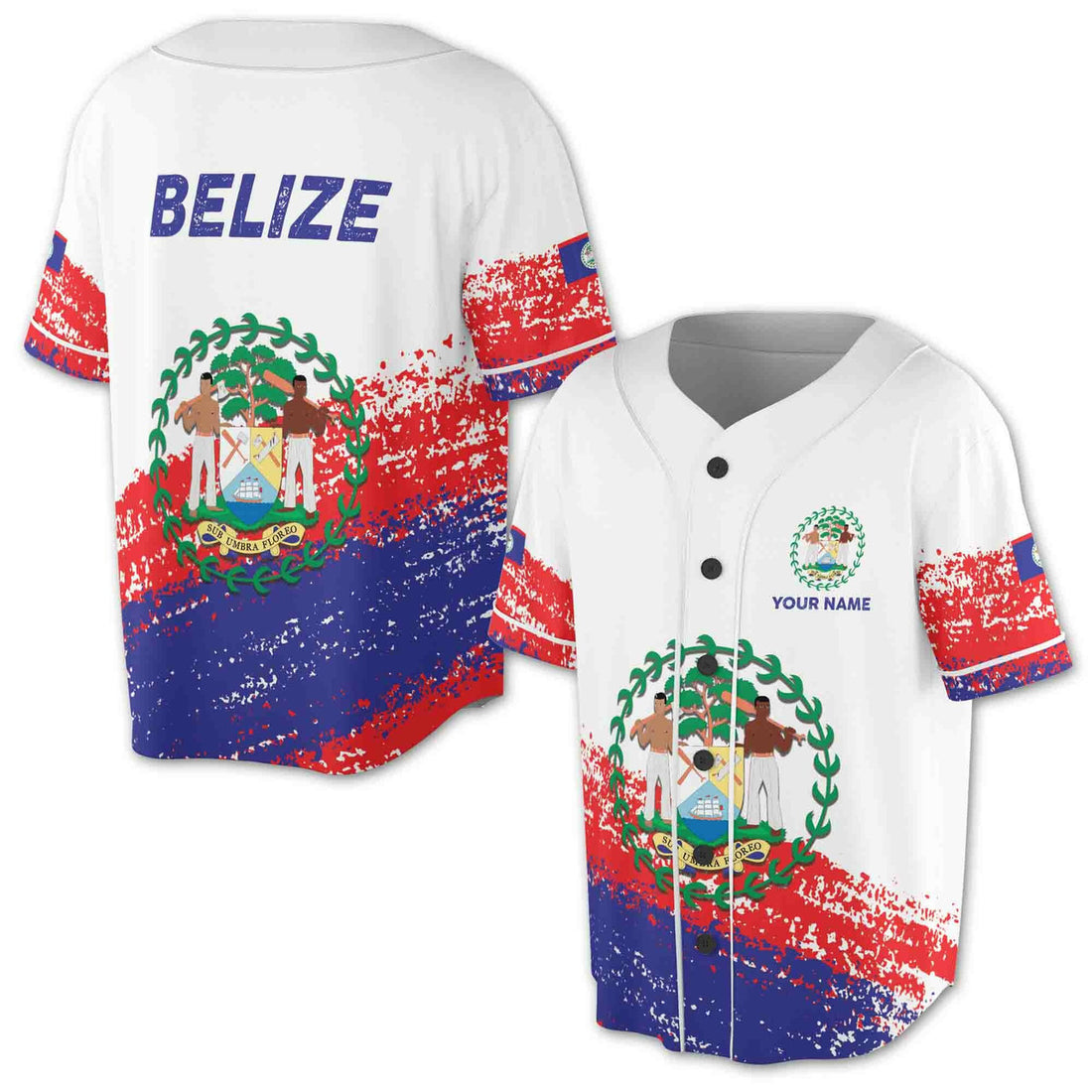Custom Name Patriotic Coat of Arms Belize Shirt Baseball Jersey S-5XL