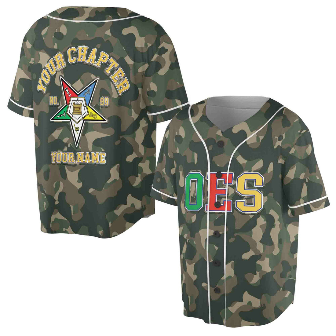 Customized Camo OES Baseball Jersey S-5XL