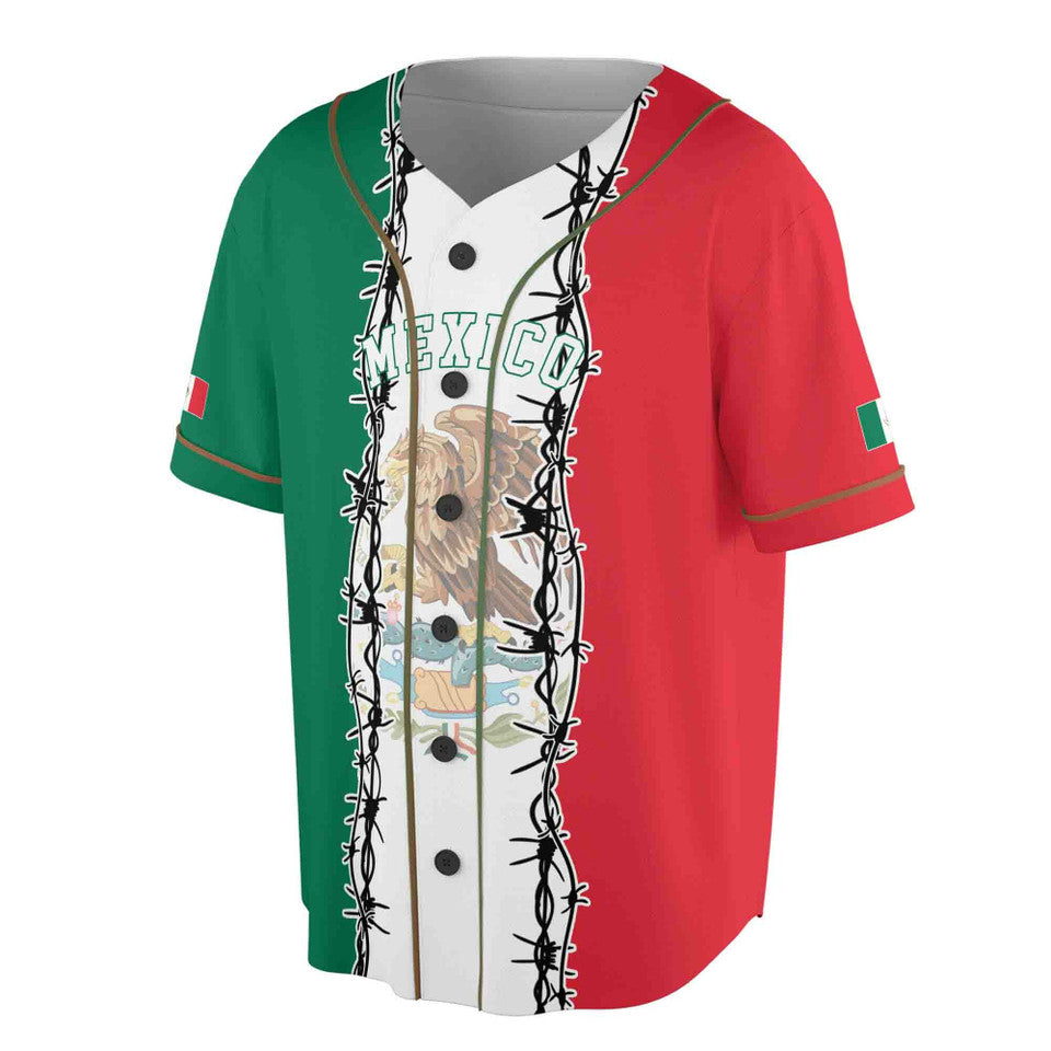 Custom Mexico Patriotic Coat of Arms Baseball Jersey S-5XL
