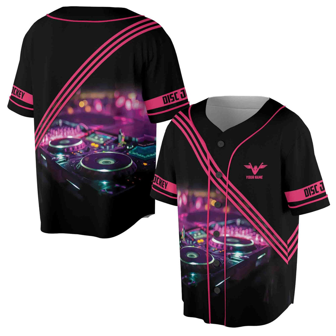 Custom Name Love Music DJ Disc Jockey Baseball Jersey S-5XL