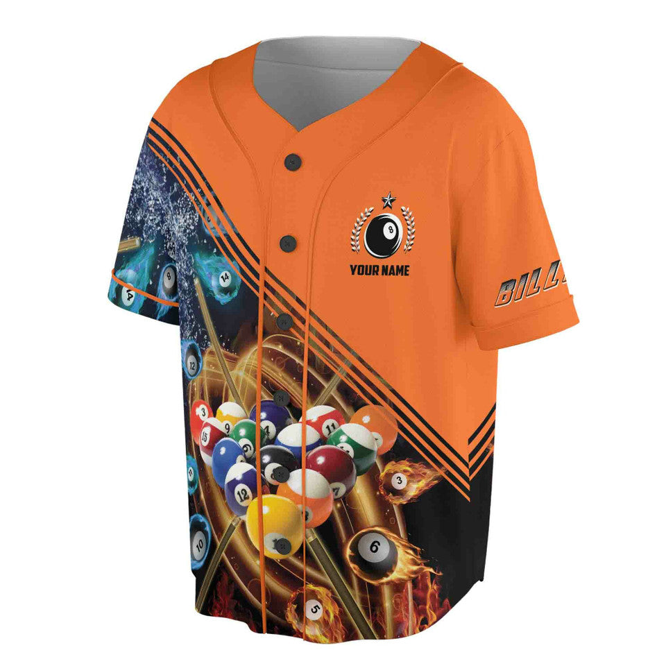 Personalized Orange Billiard Player Jersey Baseball Jersey S-5XL