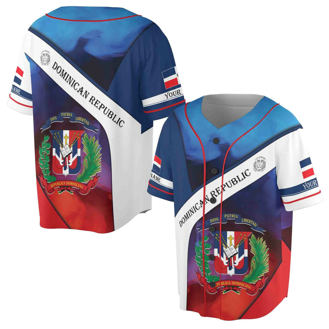 Custom Name Dominican Republic Coat Of Arms Flag Shirt Baseball Jersey S-5XL