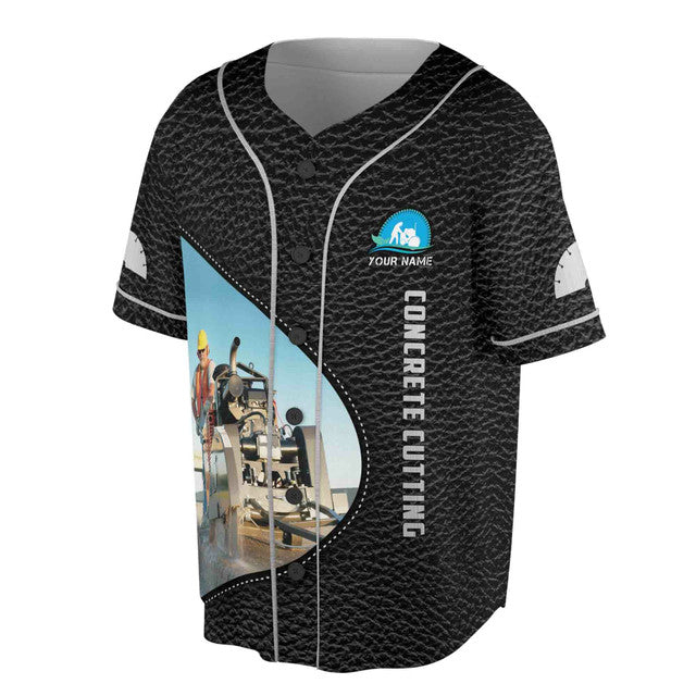 Custom Name Concrete Cutting Grunge Baseball Jersey S-5XL