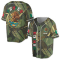 Custom Name Mexico Coat of Arms Camo Baseball Jersey S-5XL