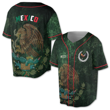 Customize Patriotic Mexico Coat Of Arms Baseball Jersey S-5XL