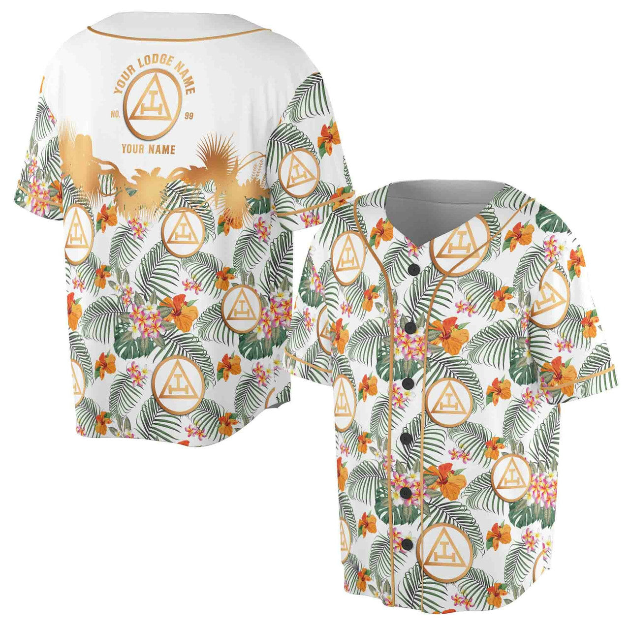 Customized Royal Arch Masonry Palm Leaf Baseball Jersey S-5XL