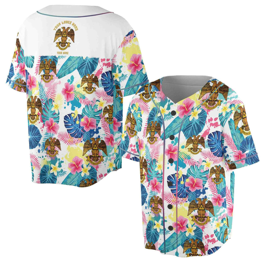Customized Scottish Rite 32 Palm Leaf Baseball Jersey S-5XL