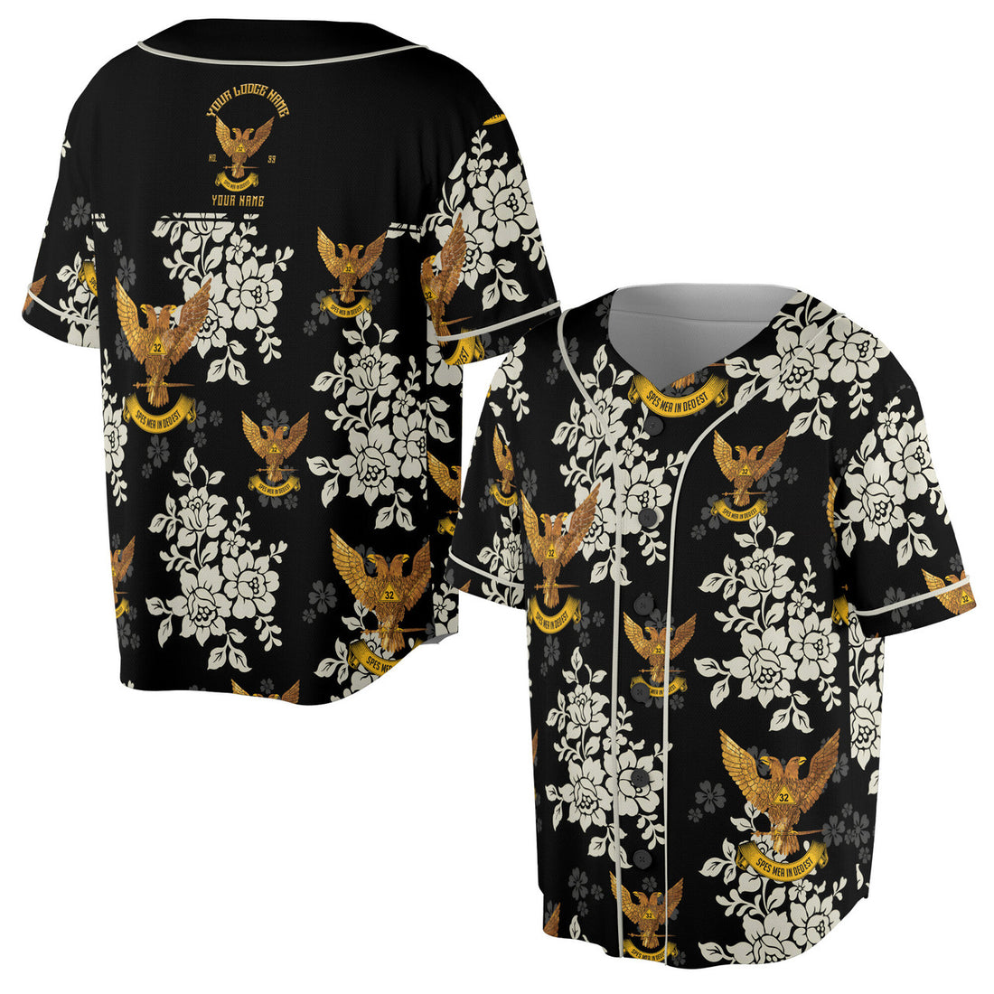 Scottish Rite 32 Tropical Floral Baseball Jersey S-5XL