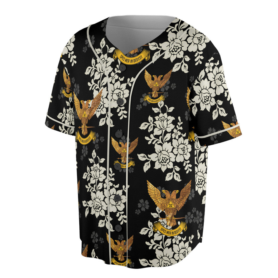 Scottish Rite 32 Tropical Floral Baseball Jersey S-5XL