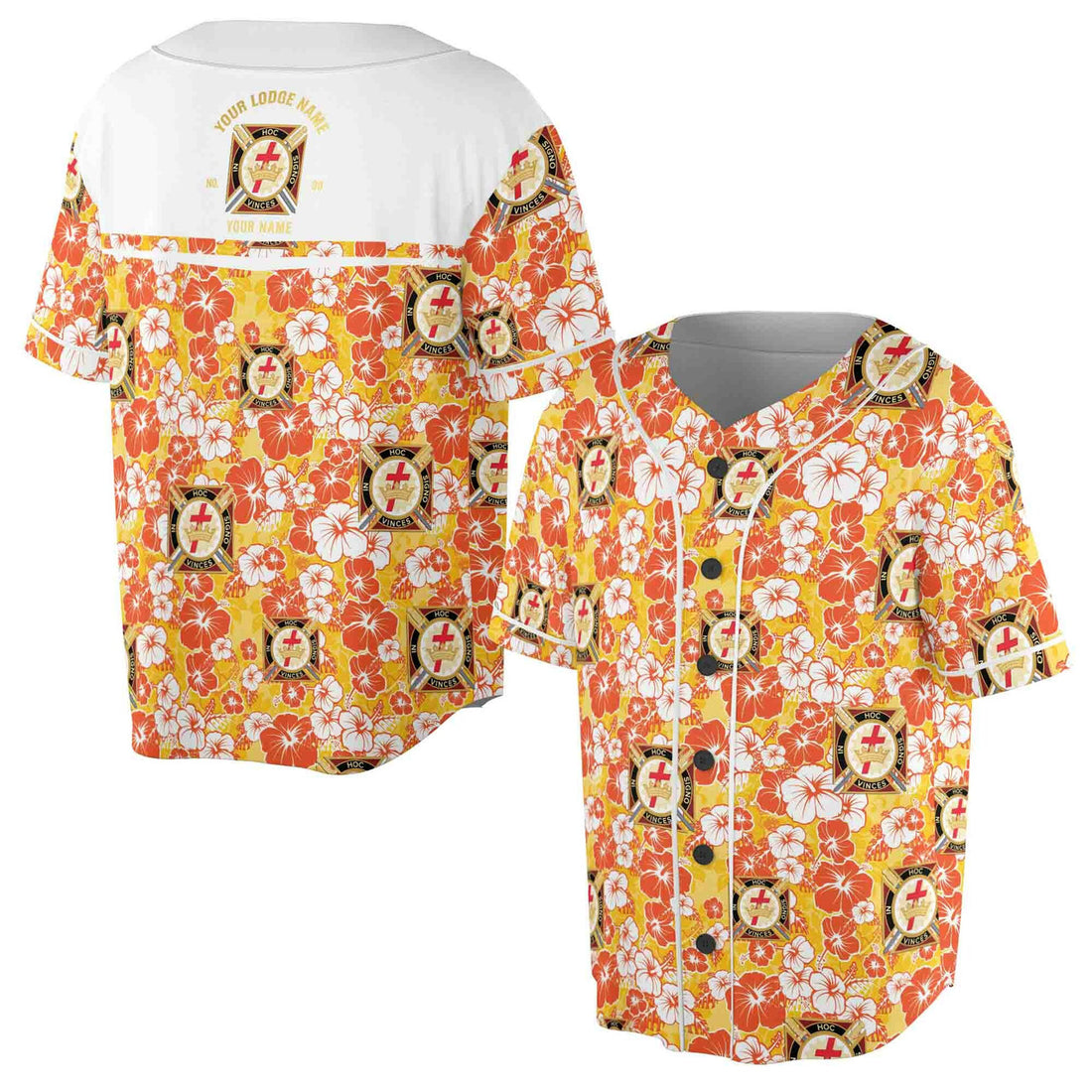 Knights Temple Commandery Floral Baseball Jersey S-5XL
