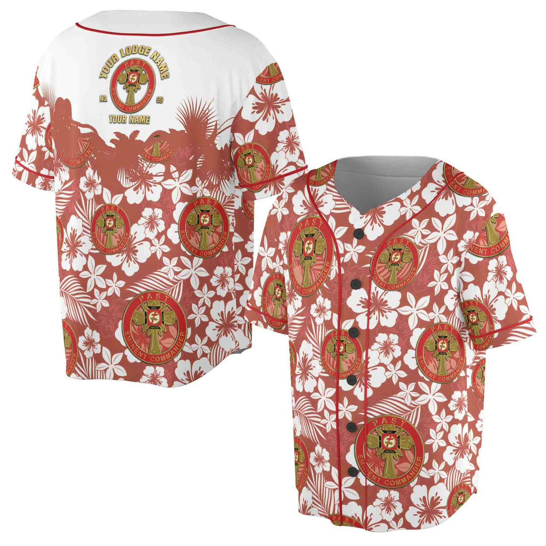 Custom York Rite Past Eminent Commander Baseball Jersey S-5XL