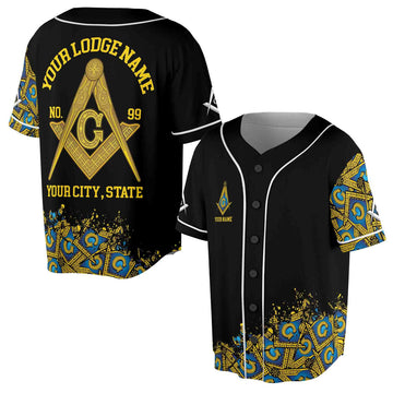 Customized Blue Lodge Master Mason Baseball Jersey S-5XL