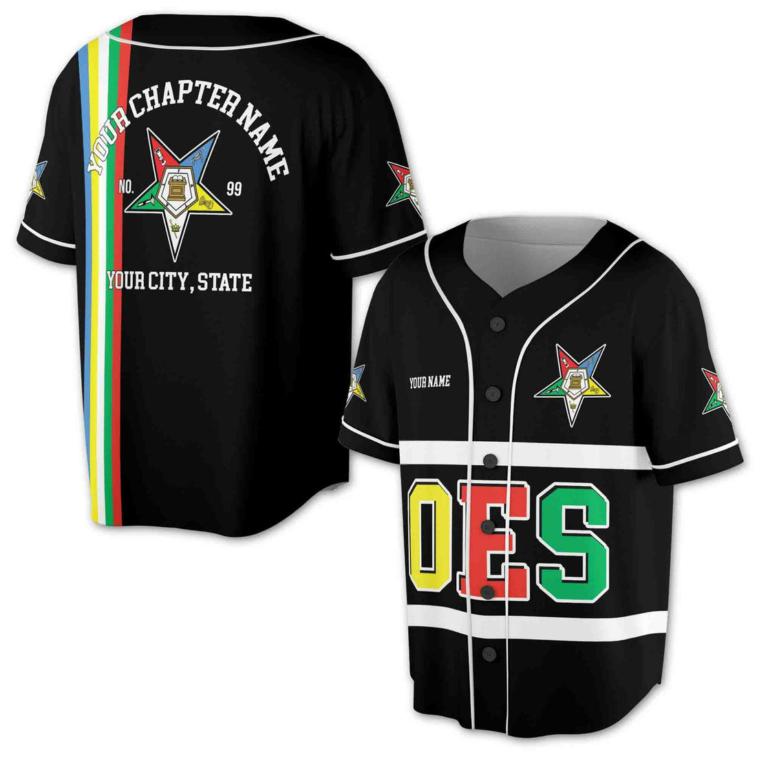 Personalized Eastern Star OES AF&AM Baseball Jersey S-5XL