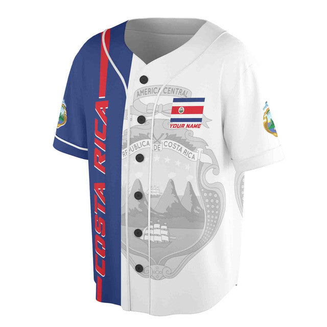 Customized Patriotic Rica Coat of Arms Baseball Jersey S-5XL