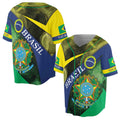 Custom Patriotic Brazil Coat of Arms Baseball Jersey S-5XL