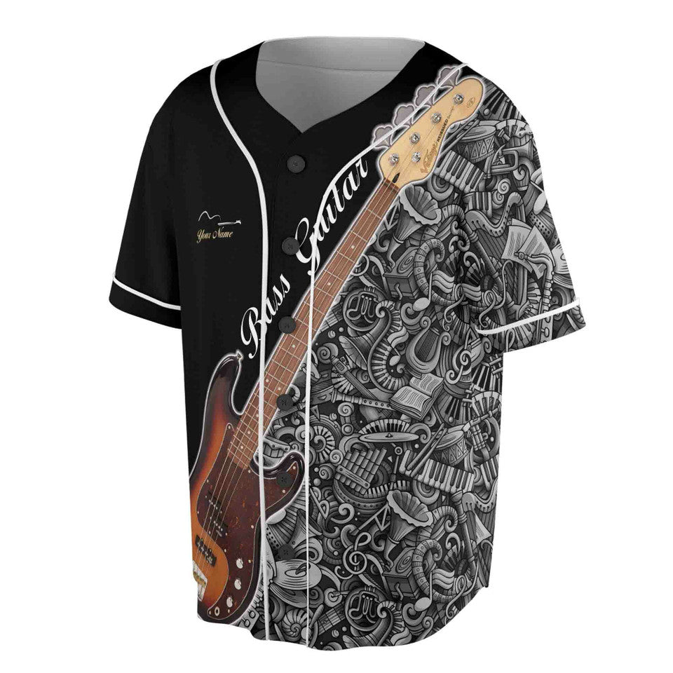 Custom Name Love Music Guitar Player Baseball Jersey S-5XL