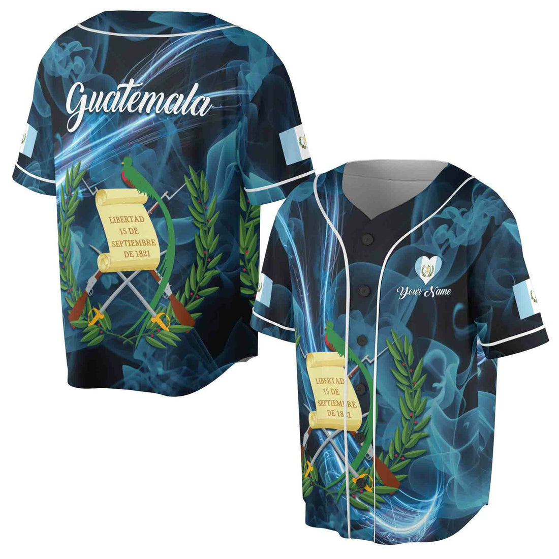 Customized I Love Guatemala Patriotic Jersey Baseball Jersey S-5XL