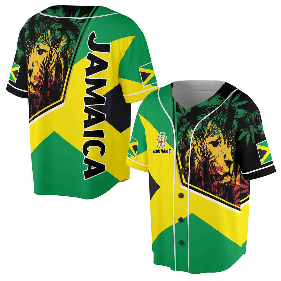 Custom Name Guyana Flag Lion Baseball Jersey S-5XL