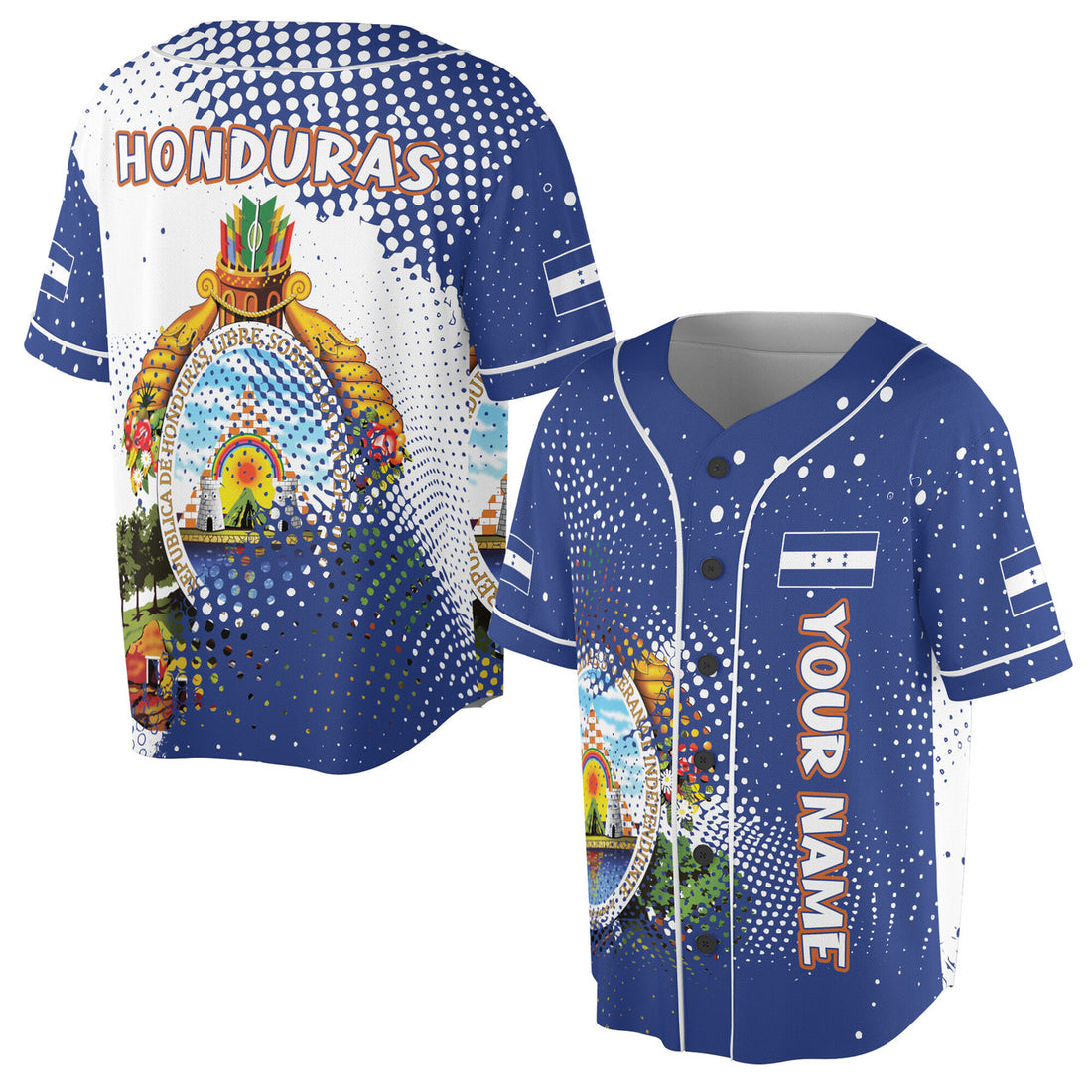 Custom I Love Honduras Coat of Arms Baseball Jersey S-5XL