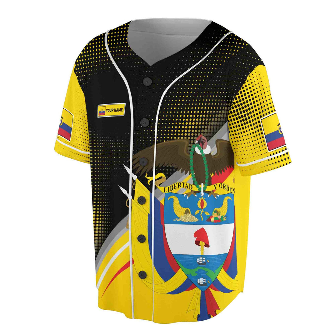 Custom Name Colombia Coat of Arms Grunge Baseball Jersey S-5XL