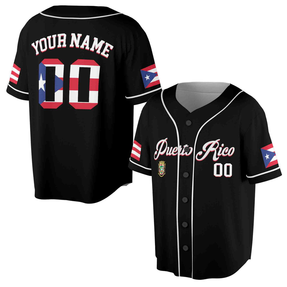 Custom Patriotic Puerto Rico Baseball Jersey S-5XL