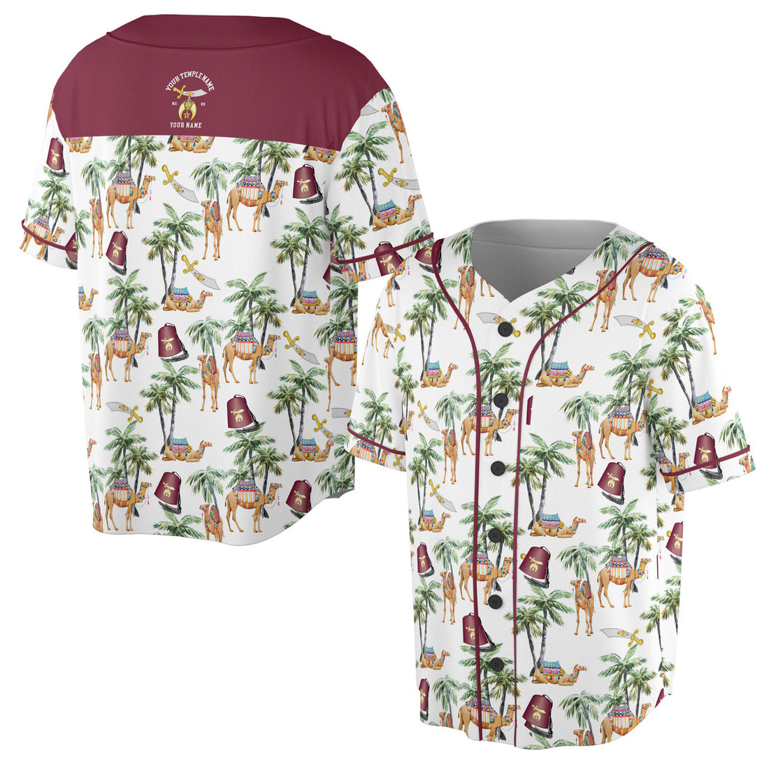 Personalized Noble Shriner Palm Tree Camel Arabic Baseball Jersey S-5XL
