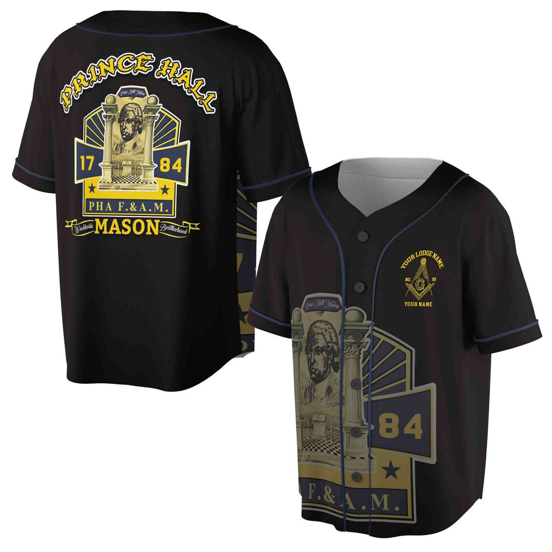 Customized PHA Prince Hall Masonry F&A.M. Baseball Jersey S-5XL