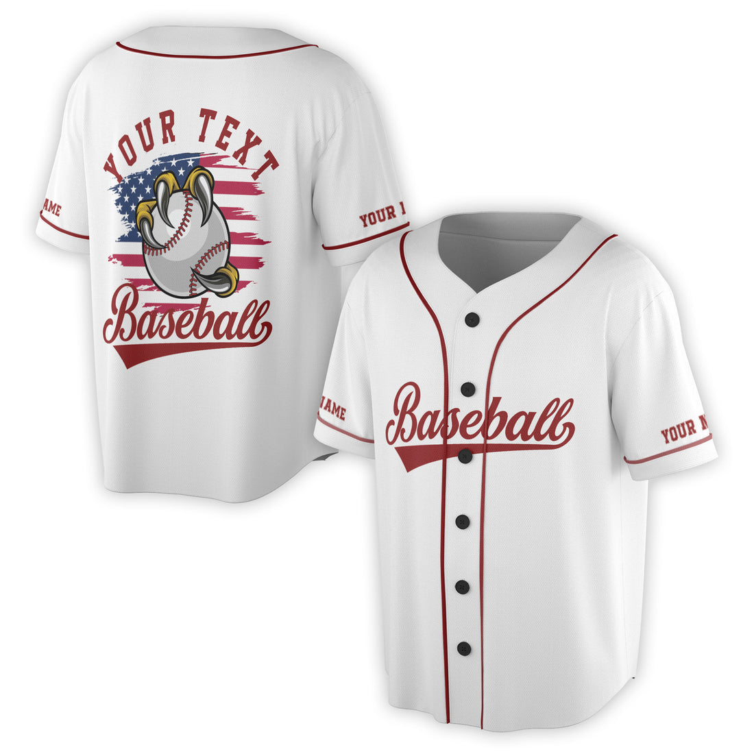 Custom Name Team Name America Baseball Lover Patriotic Baseball Jersey S-5XL